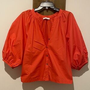 Karlie Vibrant Red Puff Sleeve Blouse